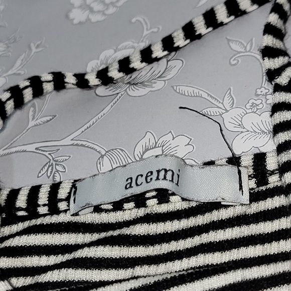 Acemi Halter Top Women's Medium Black and White Stripe Stretchy V-Neck Tank Top - Picture 3 of 6